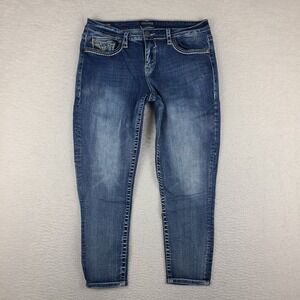 VIGOSS Jeans Womens 11/12 x 25 Blue Capri Medium Wash Denim